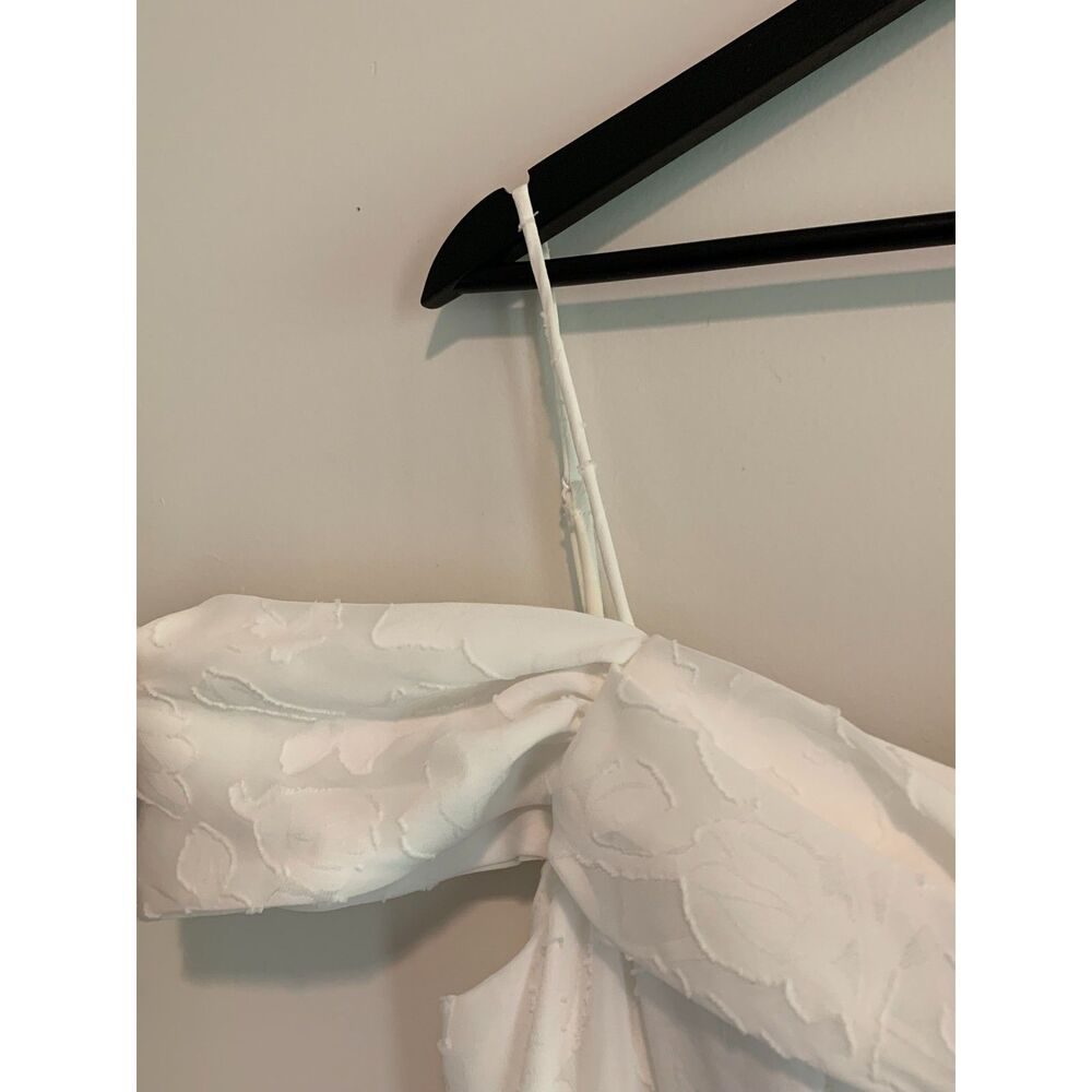City Vibe White High Low Off Shoulder Dress‎ Floral Textured Party Wedding XL - Picture 3 of 9